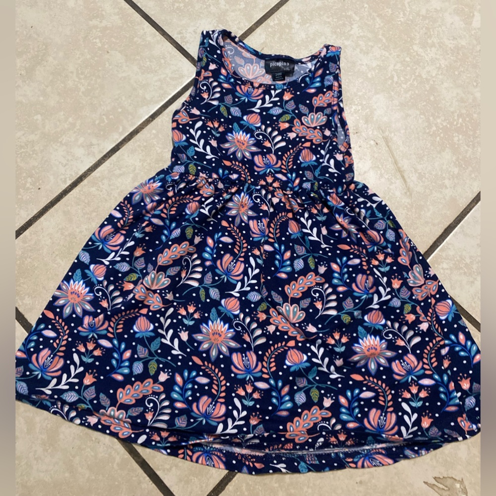 Navy Floral Kids Dress